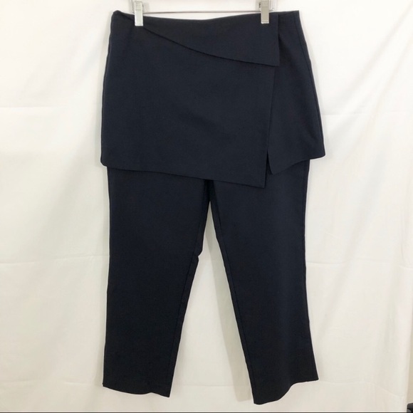 ❤️Zara Trafaluc Navy Wrap Skirted Cropped Trousers - Picture 2 of 9